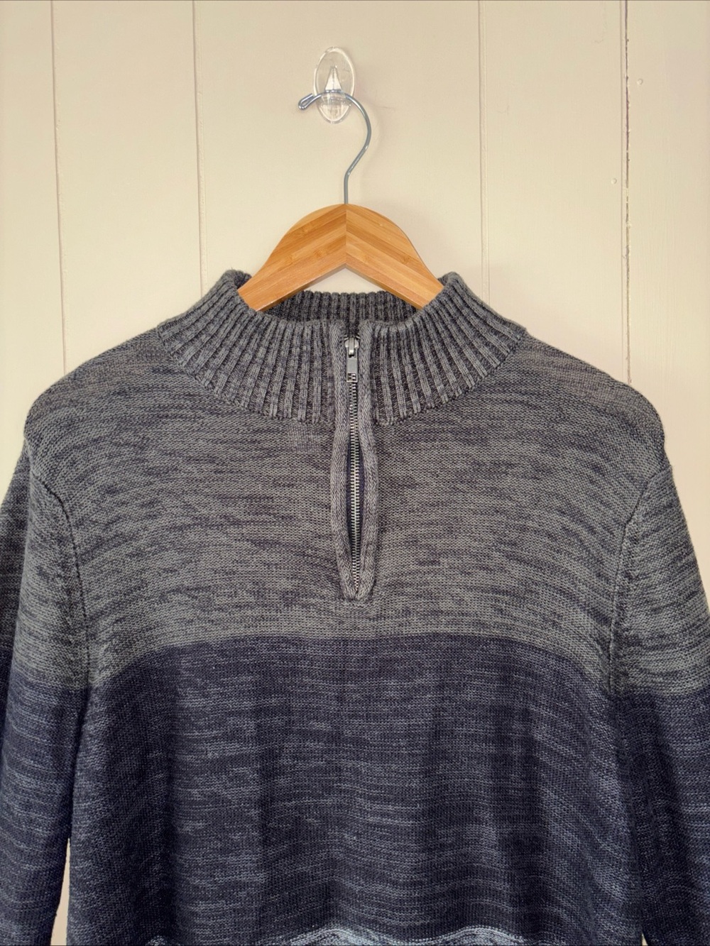 urban pipeline Two-Tone Gray Zip Mock Neck Sweater 1/4 Zip